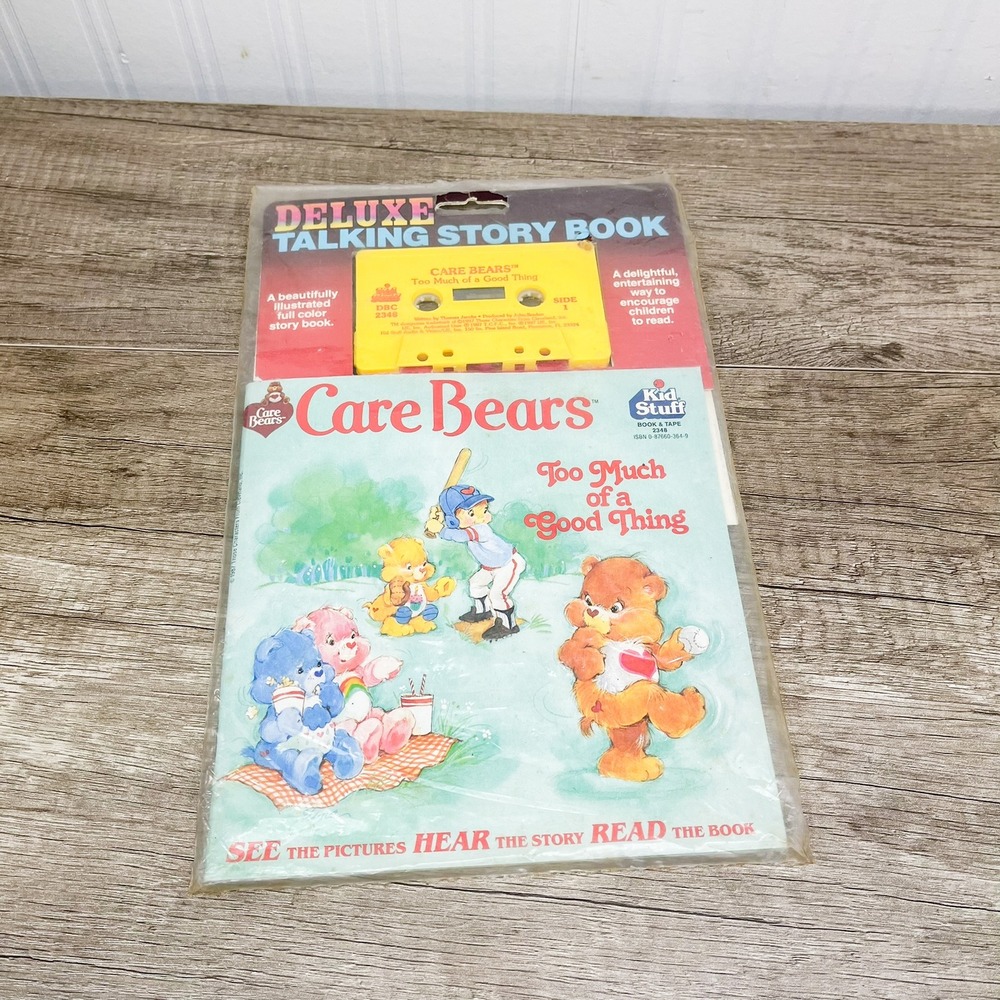 Vintage 1987 Care Bears Too Much of a Good Thing Story Book & Cassette